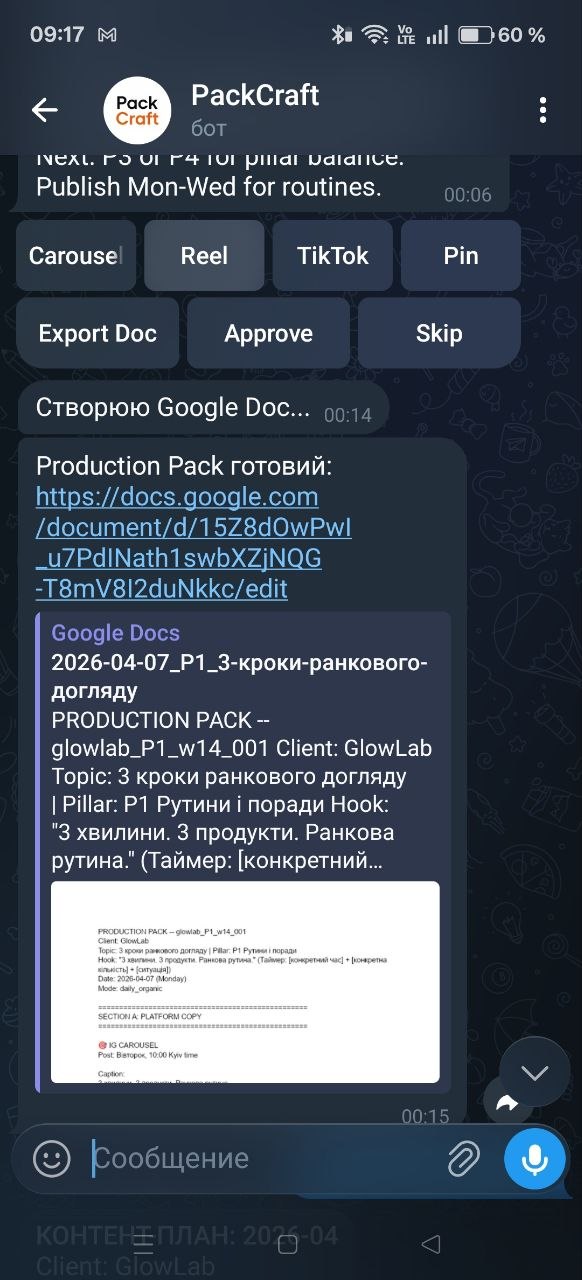 Export Doc — Production Pack in Google Docs
